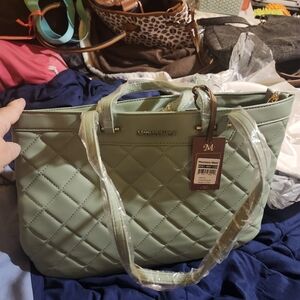 Montana West Mint Quilted Tote Bag